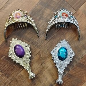 Gold and Silver Disney Princess Hair Combs and Brooch Set